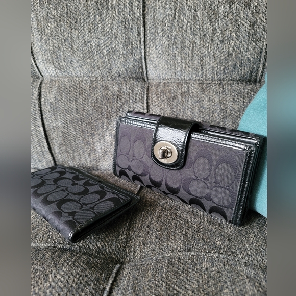 Coach | Bags | Coach Matching Set Turn Lock Wallet Checkbook Cover ...